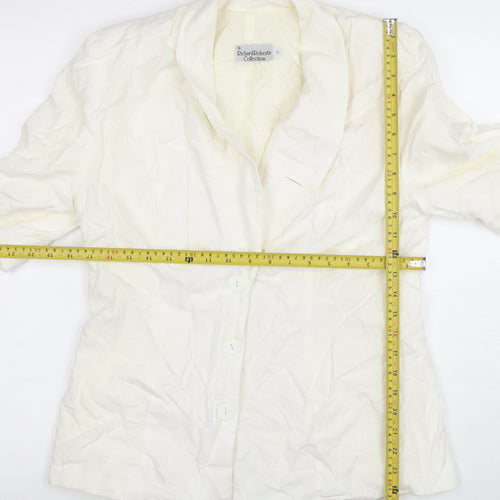 Richard Roberts Collection Womens Ivory Linen Blend Shawl Blazer Size 14