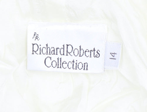 Richard Roberts Collection Womens Ivory Linen Blend Shawl Blazer Size 14