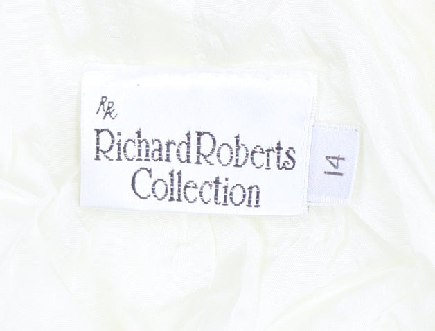 Richard Roberts Collection Womens Ivory Linen Blend Shawl Blazer Size 14