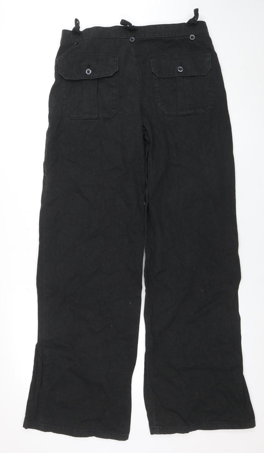 Collusion Womens Black Wide-Leg Jeans Size 10 Relaxed Fit