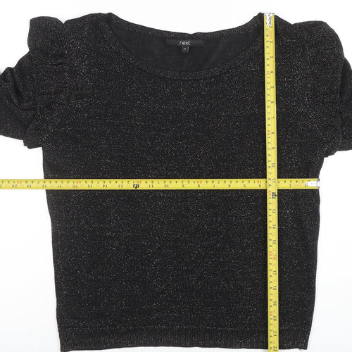 Next Women’s Black Metallic Ruffle Long Sleeve Jumper Size 12