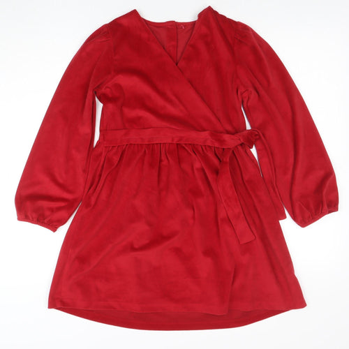 Billie Faiers Girls Red Velvet Belted Fit & Flare Dress 9-10 Years
