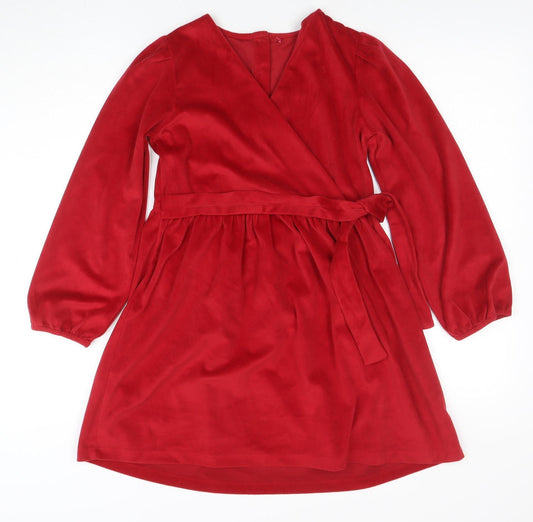 Billie Faiers Girls Red Velvet Belted Fit & Flare Dress 9-10 Years