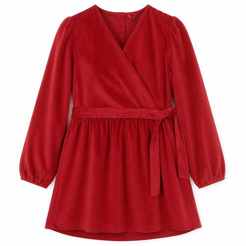 Billie Faiers Girls Red Velvet Belted Fit & Flare Dress 9-10 Years