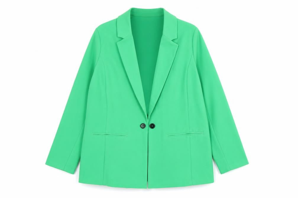 Front view of F&F Women’s Green, size UK 16, Classic Longline Two-Button Blazer