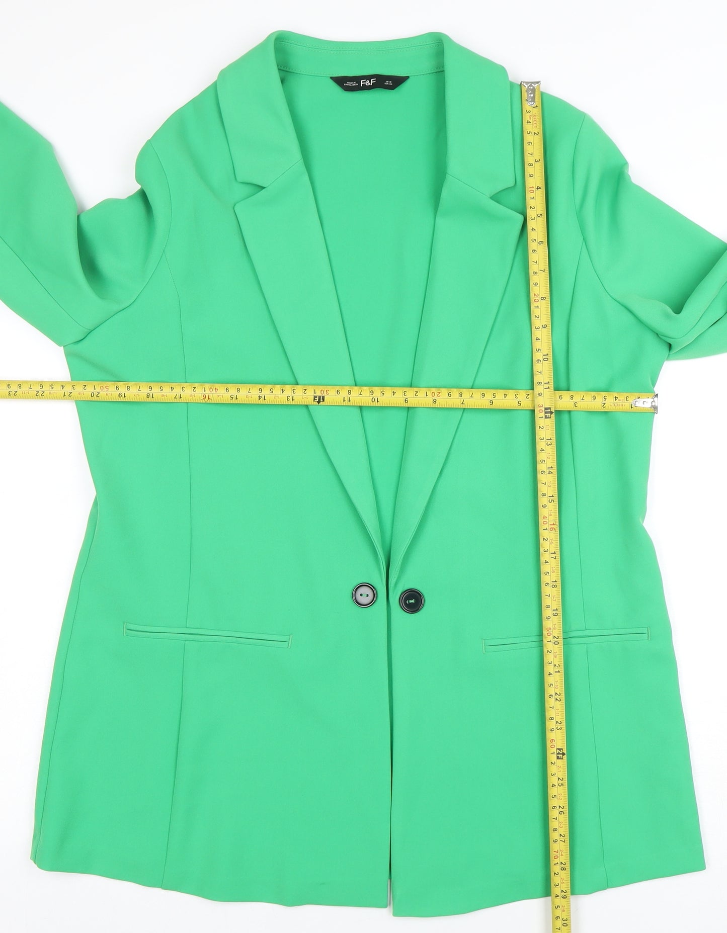 F&F Women’s Green Size 16 Classic Longline Two-Button Blazer