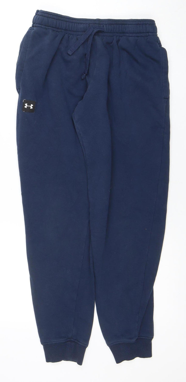 Under Armour Boys Blue Jogger Sweatpants M Relaxed Fit Fleece Activewear