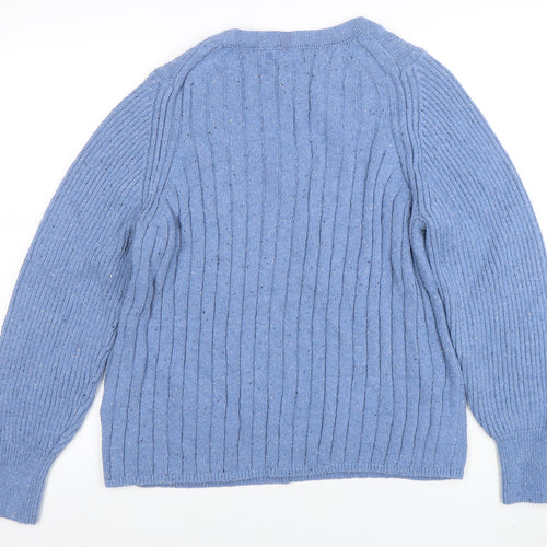 Per Una Women's Blue Wool Blend Henley Jumper Size L