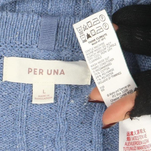 Per Una Women's Blue Wool Blend Henley Jumper Size L