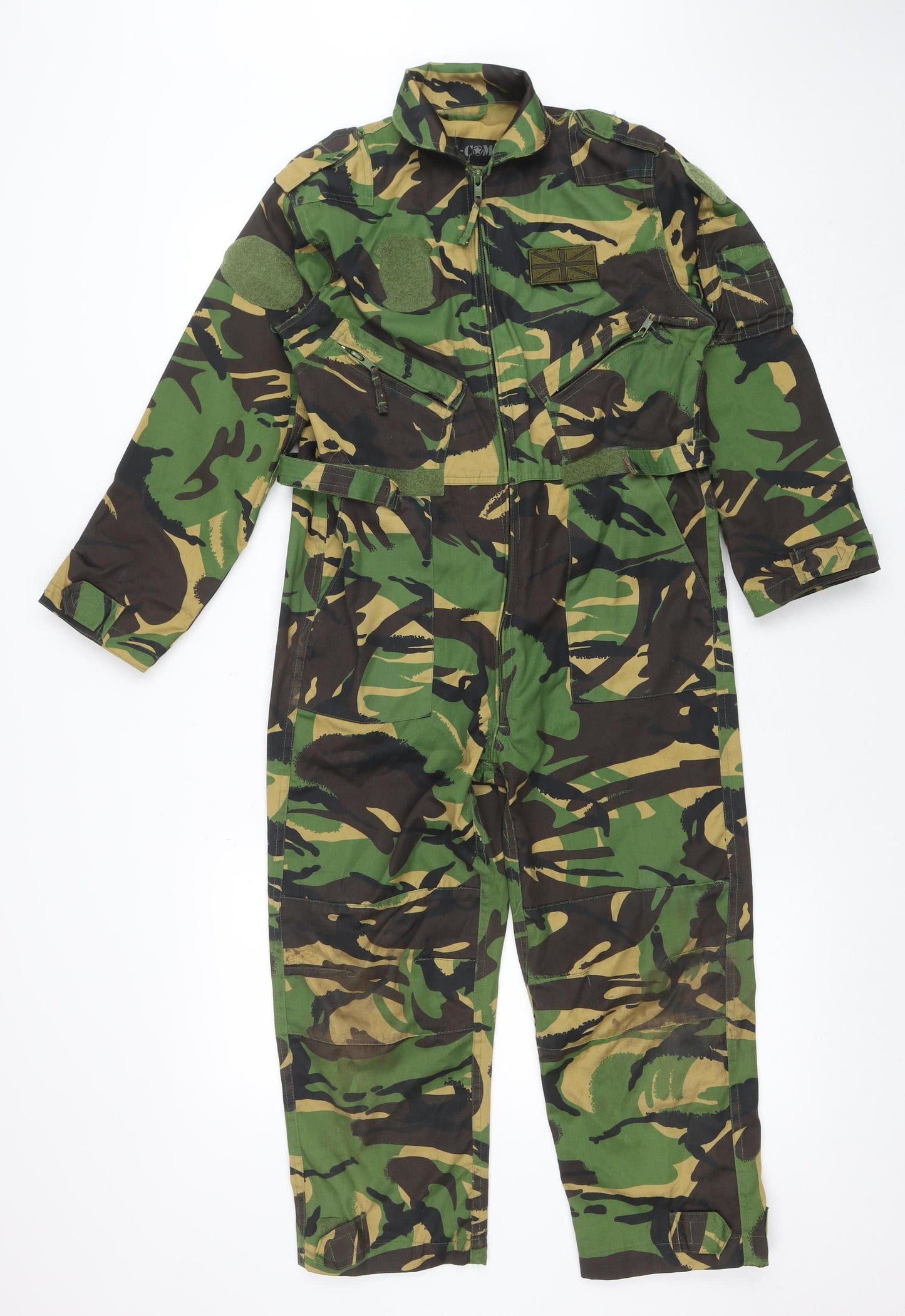 Mil-Com Women's Green Camouflage Jumpsuit L Cotton Blend Zip Utility