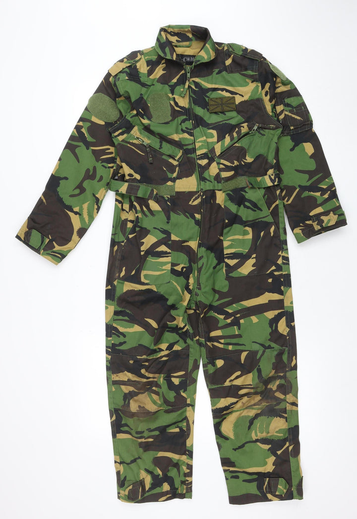 Mil-Com Women's Green Camouflage Jumpsuit L Cotton Blend Zip Utility