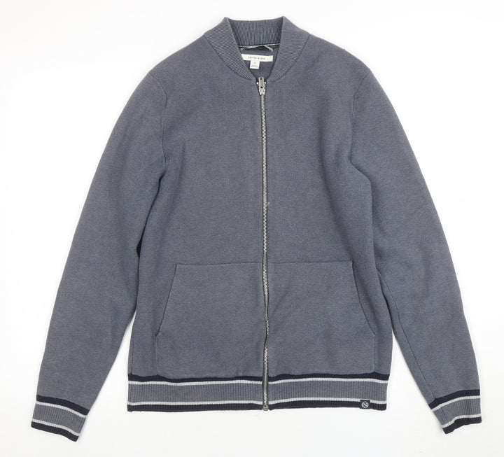 Marks and Spencer Men's Grey Full Zip Cotton Blend Sweatshirt M