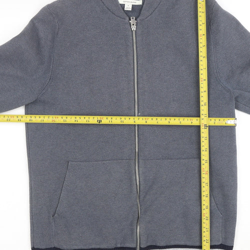 Marks and Spencer Men's Grey Full Zip Cotton Blend Sweatshirt M