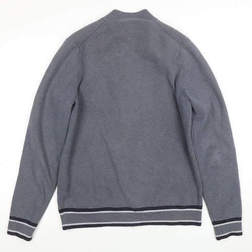 Marks and Spencer Men's Grey Full Zip Cotton Blend Sweatshirt M
