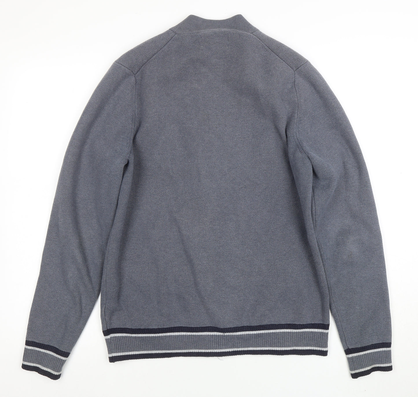 Marks and Spencer Men's Grey Full Zip Cotton Blend Sweatshirt M