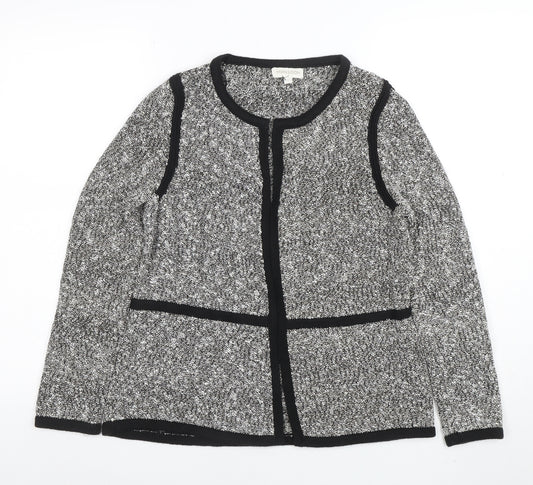 Monsoon Women’s Grey Knit Cardigan Small Long Sleeve Cotton Blend