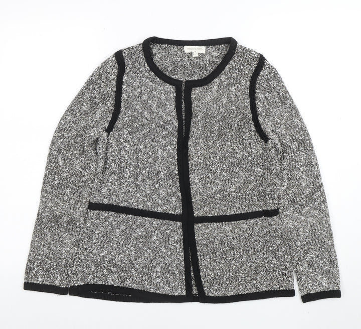 Monsoon Women’s Grey Knit Cardigan Small Long Sleeve Cotton Blend