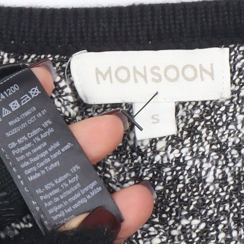 Monsoon Women’s Grey Knit Cardigan Small Long Sleeve Cotton Blend