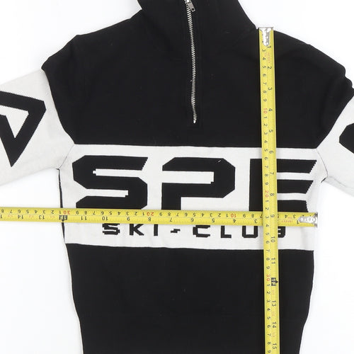 H&M Women’s Black Roll Neck Ski Club 1/4 Zip Jumper XS