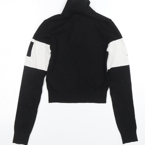 H&M Women’s Black Roll Neck Ski Club 1/4 Zip Jumper XS
