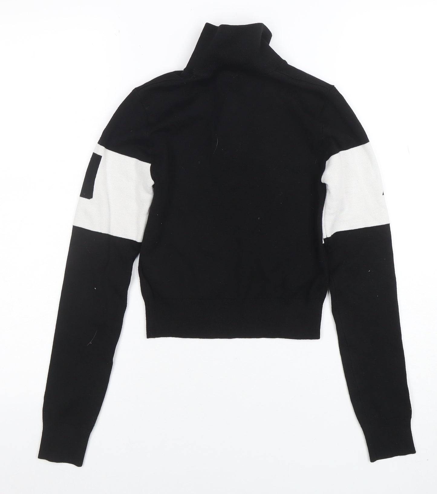 H&M Women’s Black Roll Neck Ski Club 1/4 Zip Jumper XS