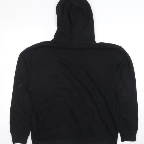H&M Divided Mens Black Pullover Hoodie M Embroidered Logo