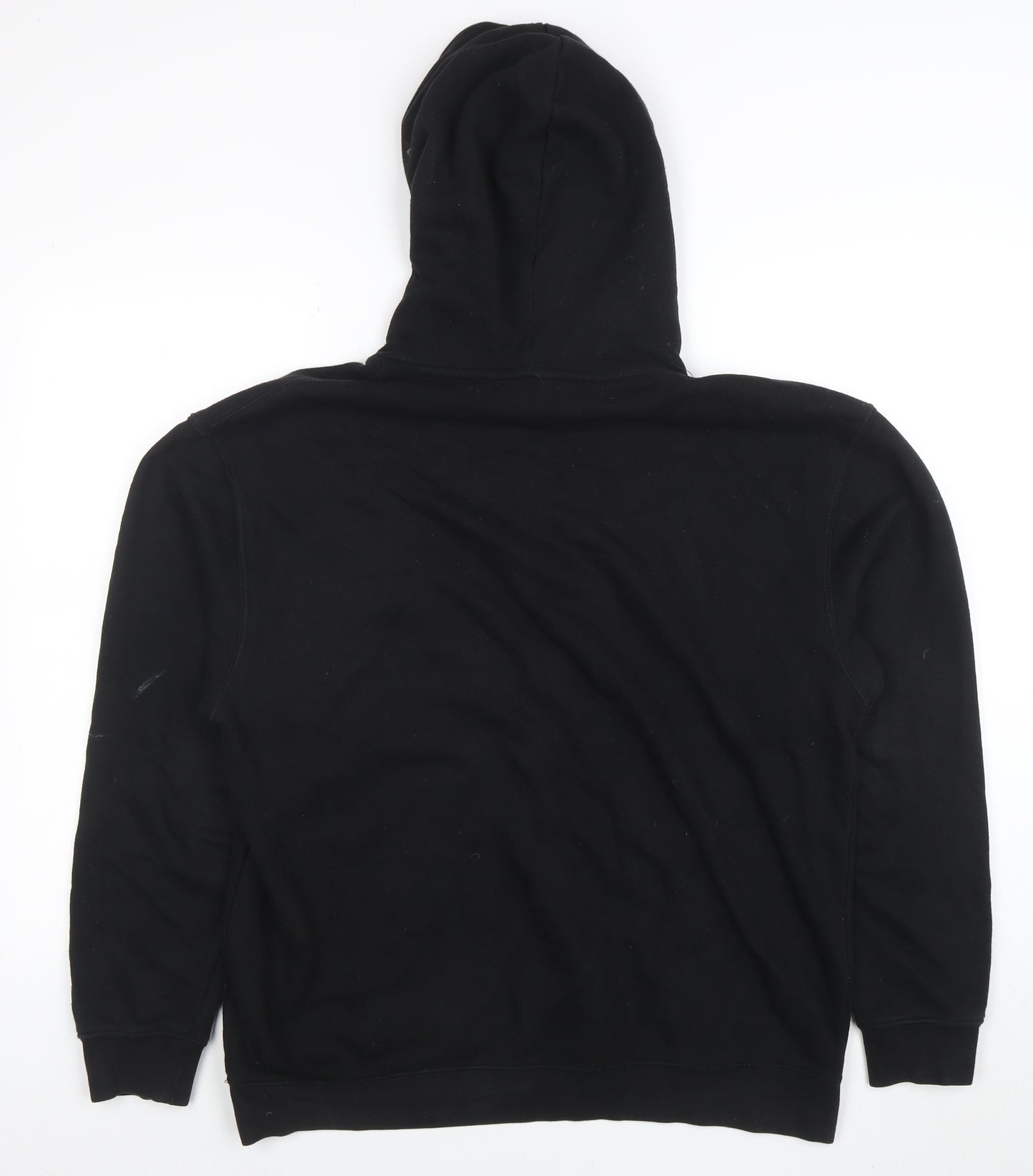 H&M Divided Mens Black Pullover Hoodie M Embroidered Logo