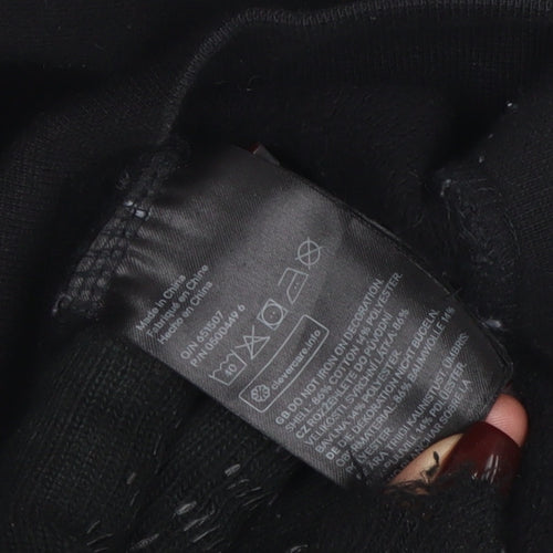 H&M Divided Mens Black Pullover Hoodie M Embroidered Logo