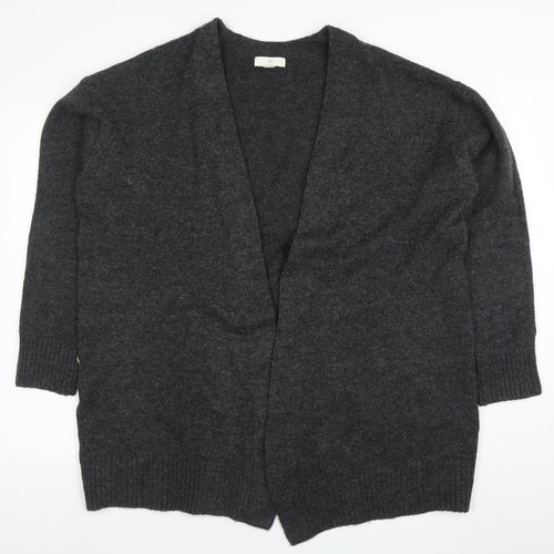 H&M Womens Grey Wool Blend V-Neck Open Knit Cardigan Size 12