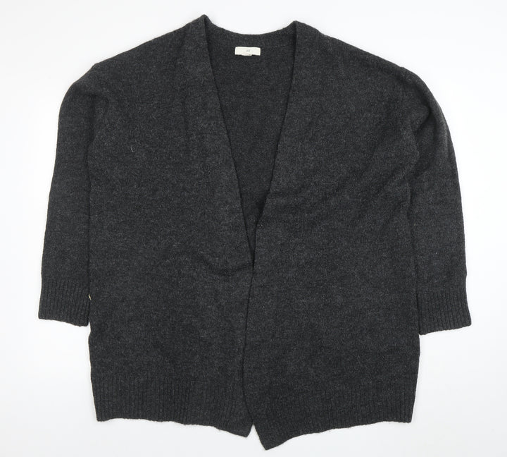 H&M Womens Grey Wool Blend V-Neck Open Knit Cardigan Size 12