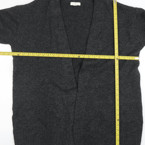 H&M Womens Grey Wool Blend V-Neck Open Knit Cardigan Size 12