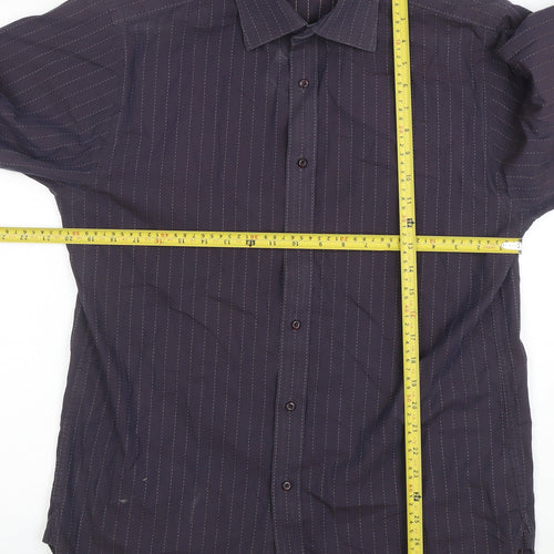 Jeff Banks Men’s Black Pinstripe Long Sleeve Cotton Dress Shirt M