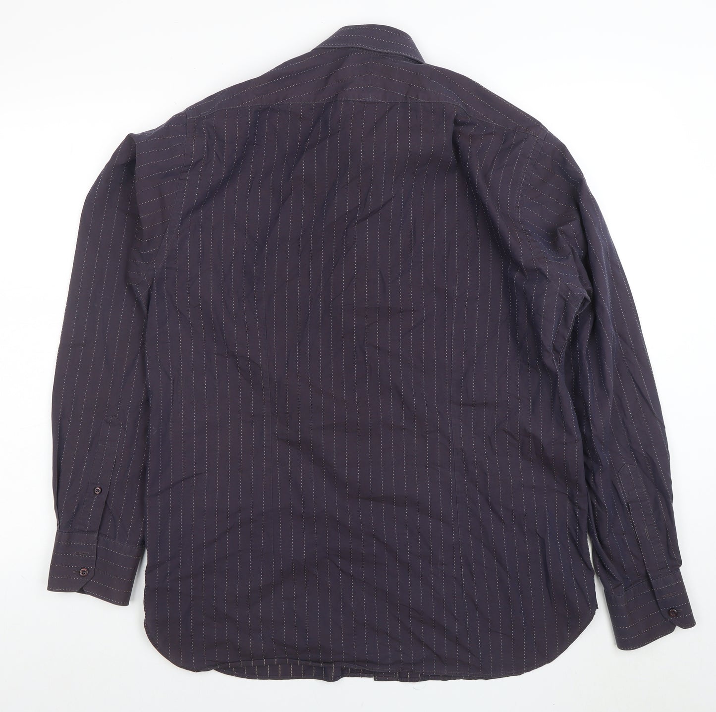 Jeff Banks Men’s Black Pinstripe Long Sleeve Cotton Dress Shirt M