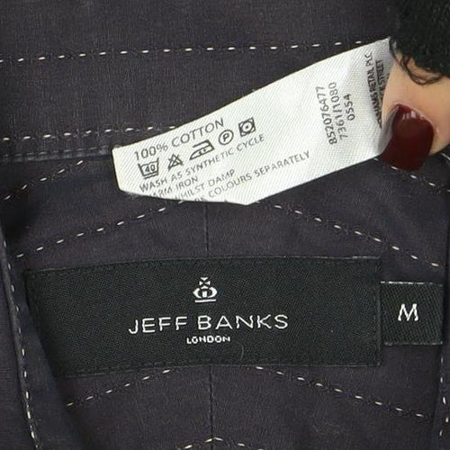 Jeff Banks Men’s Black Pinstripe Long Sleeve Cotton Dress Shirt M