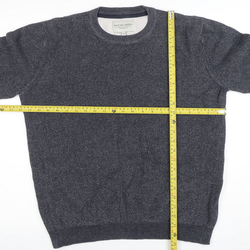 Racing Green Men's Blue Cotton Crew Neck Jumper Size M