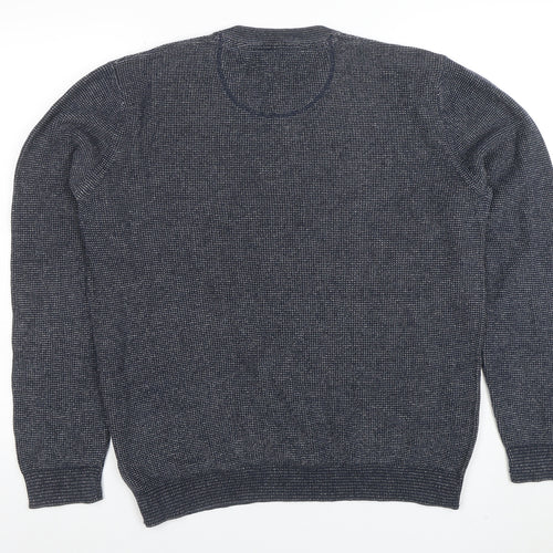Racing Green Men's Blue Cotton Crew Neck Jumper Size M