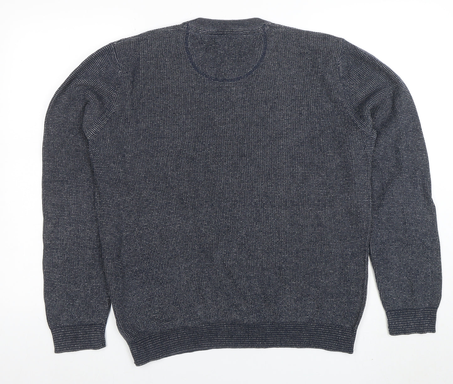 Racing Green Men's Blue Cotton Crew Neck Jumper Size M
