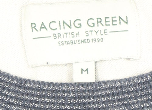 Racing Green Men's Blue Cotton Crew Neck Jumper Size M