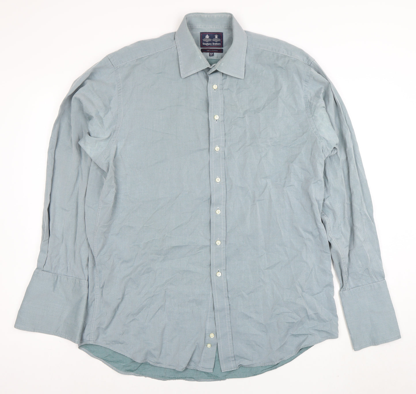 Stephens Brothers Men's Blue 16.5in Cotton Long Sleeve Shirt