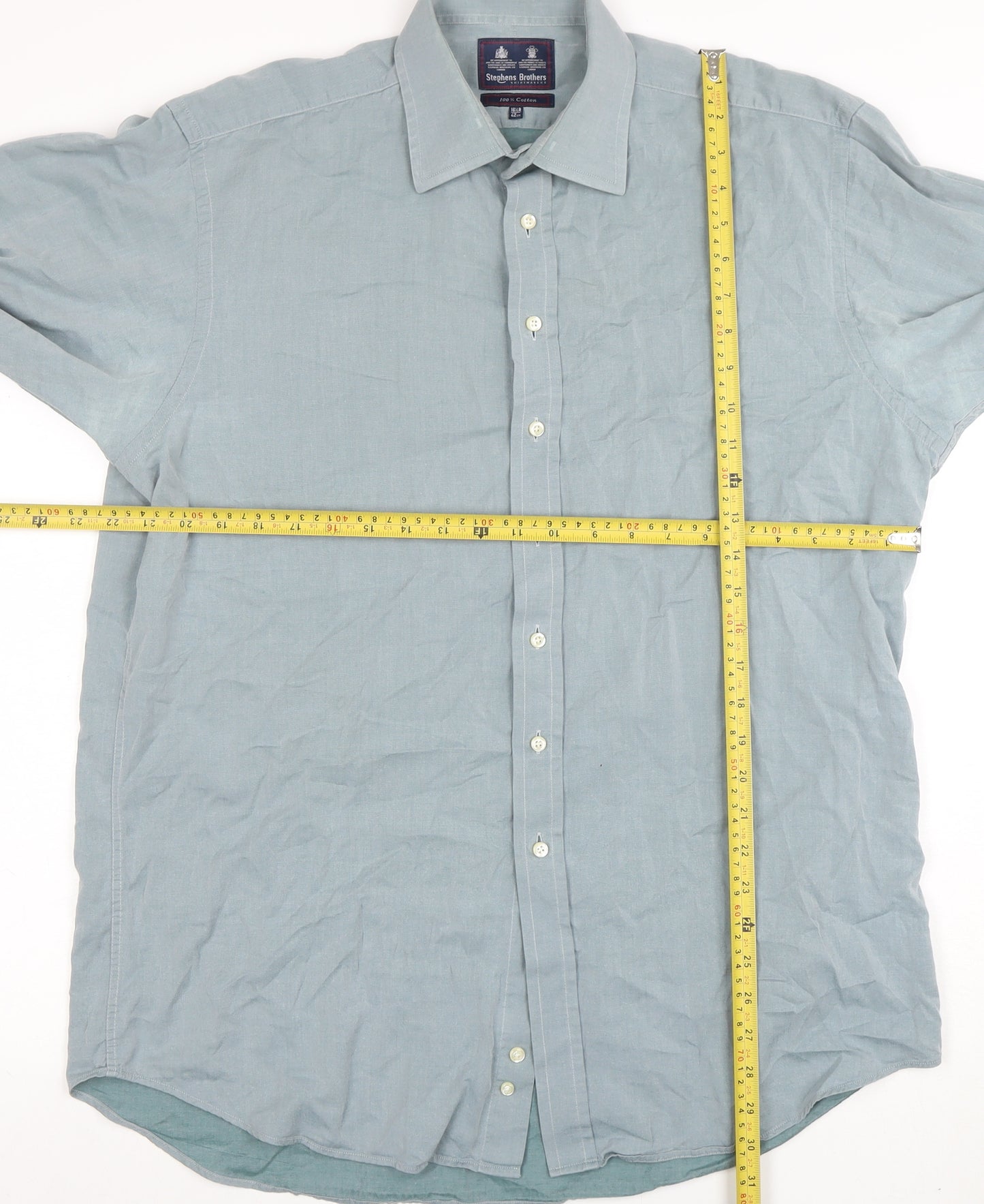 Stephens Brothers Men's Blue 16.5in Cotton Long Sleeve Shirt