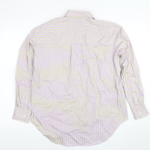 Marks and Spencer Women’s Beige Purple Striped Cotton Button-Up Shirt Size 10