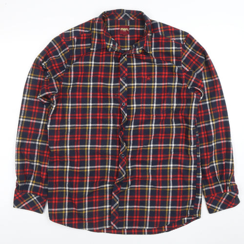 Merc London Men's Multicoloured Check Flannel Shirt Size L Button-Up