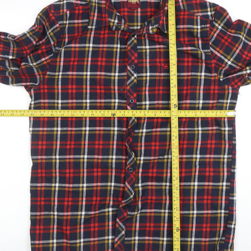 Merc London Men's Multicoloured Check Flannel Shirt Size L Button-Up