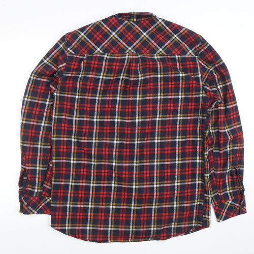 Merc London Men's Multicoloured Check Flannel Shirt Size L Button-Up
