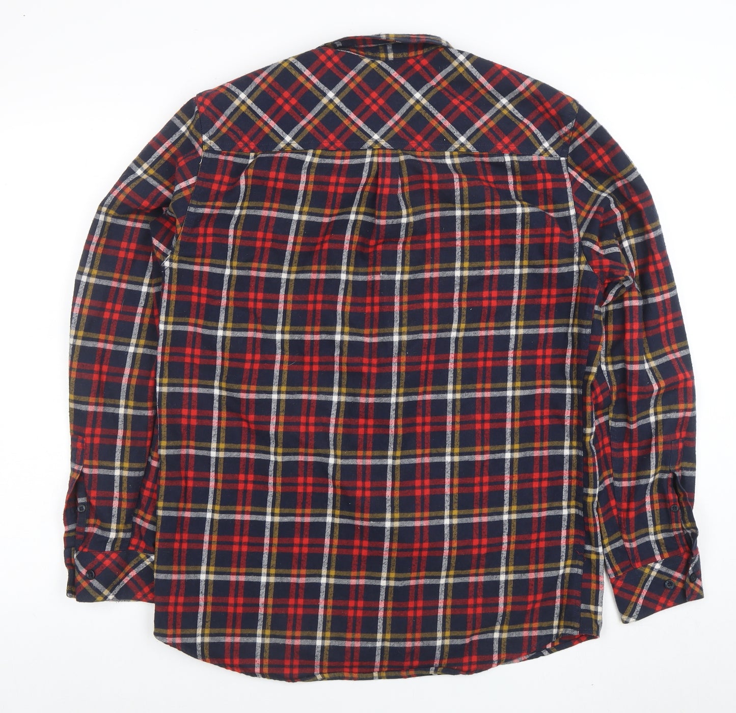 Merc London Men's Multicoloured Check Flannel Shirt Size L Button-Up
