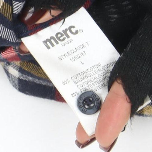 Merc London Men's Multicoloured Check Flannel Shirt Size L Button-Up