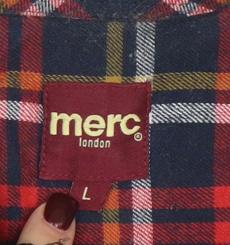 Merc London Men's Multicoloured Check Flannel Shirt Size L Button-Up