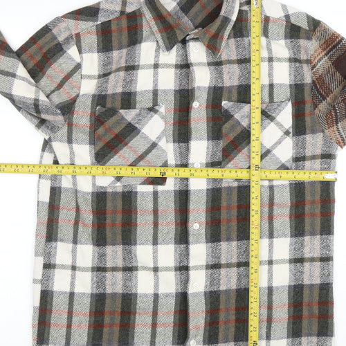 boohooMAN Men's Multicoloured Checked Flannel Button-Up Shirt M