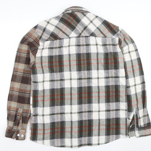 boohooMAN Men's Multicoloured Checked Flannel Button-Up Shirt M