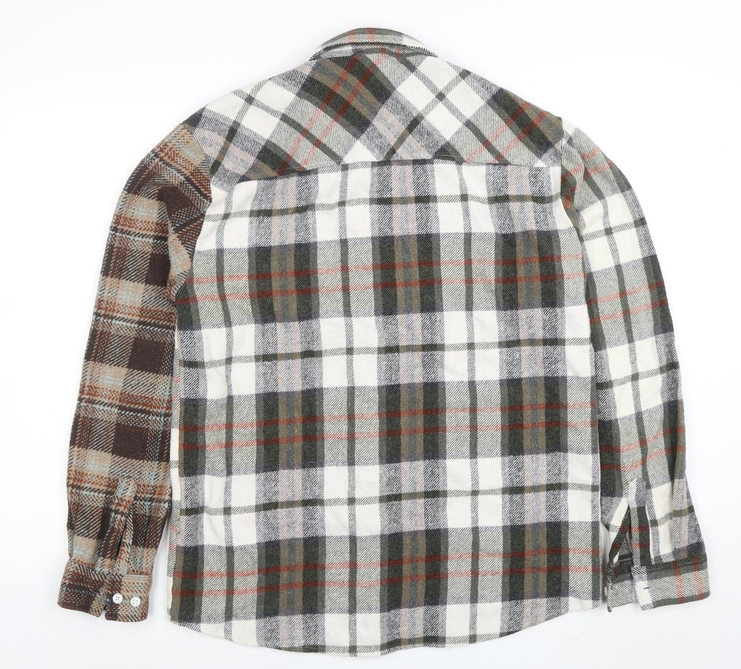 boohooMAN Men's Multicoloured Checked Flannel Button-Up Shirt M